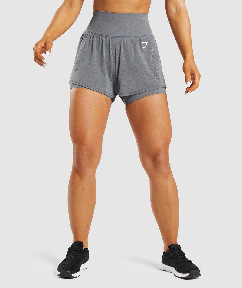 Gymshark Vital Seamless 2.0 2-In-1 Rövidnadrág Női Szürke  Hungary |  AJLSM-2137