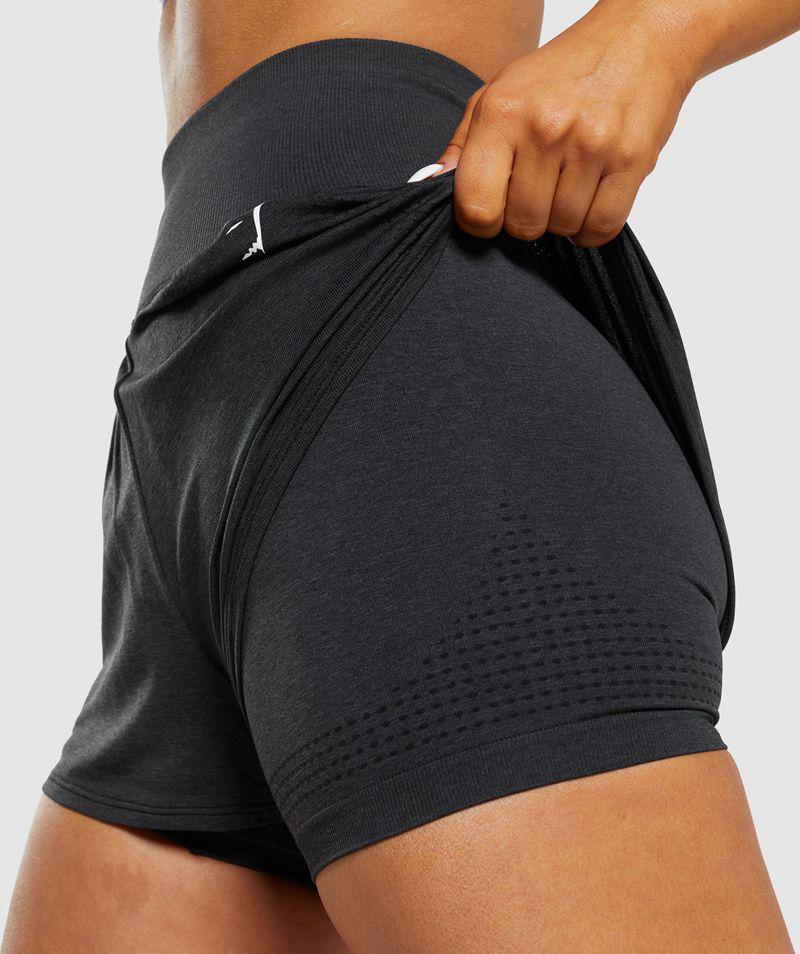 Gymshark Vital Seamless 2.0 2-In-1 Rövidnadrág Női Fekete  Hungary |  JEQPI-1829