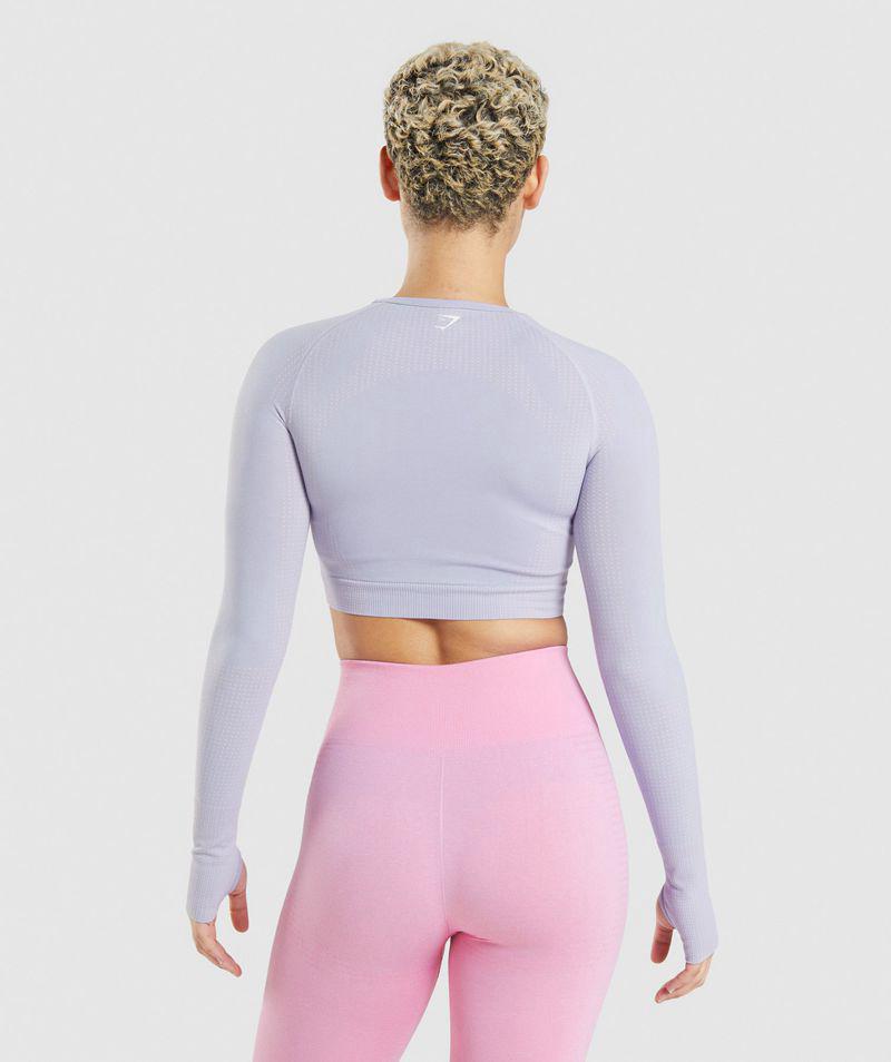 Gymshark Vital Seamless 2.0 Crop Felsők Női Kék  Hungary |  IVQRB-7983