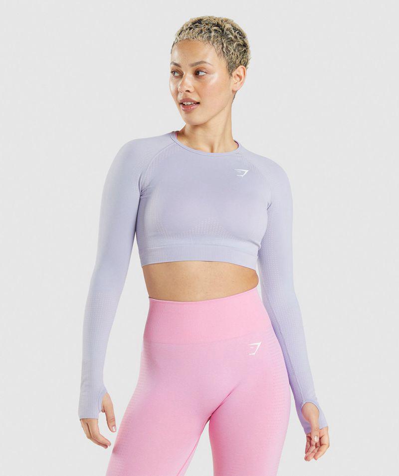 Gymshark Vital Seamless 2.0 Crop Felsők Női Kék  Hungary |  IVQRB-7983