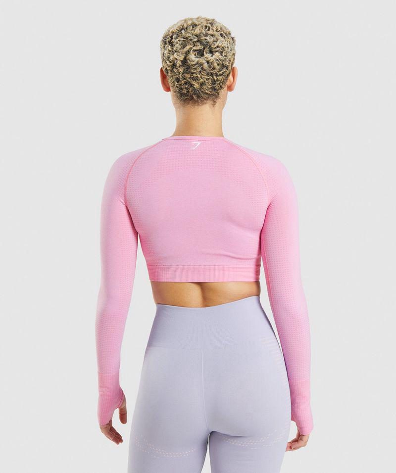 Gymshark Vital Seamless 2.0 Crop Felsők Női Rózsaszín  Hungary |  KNHRI-7285