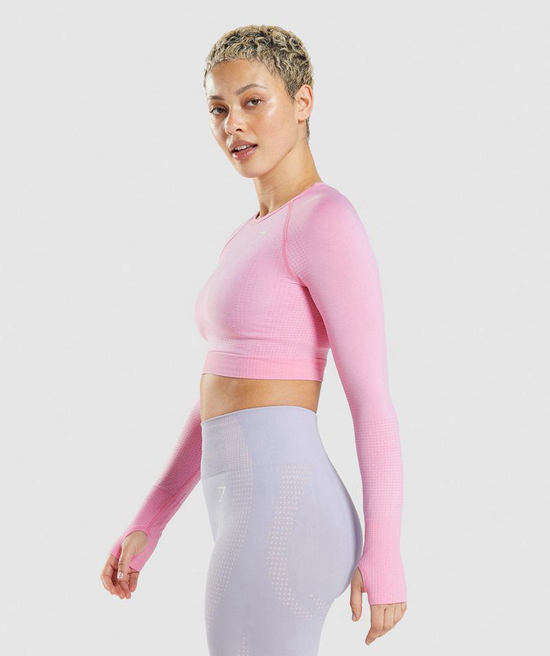 Gymshark Vital Seamless 2.0 Crop Felsők Női Rózsaszín  Hungary |  KNHRI-7285