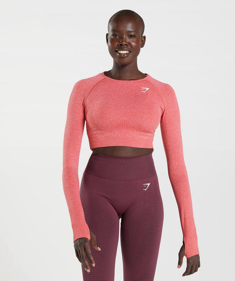 Gymshark Vital Seamless 2.0 Crop Felsők Női Piros  Hungary |  LQYFU-1285