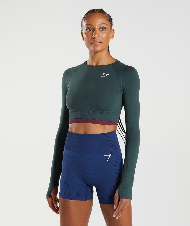 Gymshark Vital Seamless 2.0 Crop Felsők Női Zöld  Hungary |  QIGNZ-2516