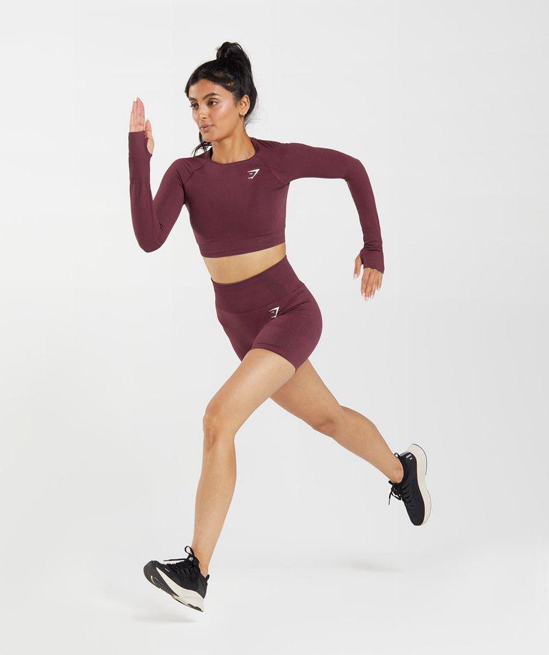 Gymshark Vital Seamless 2.0 Crop Felsők Női Bordó  Hungary |  QMYJD-7968