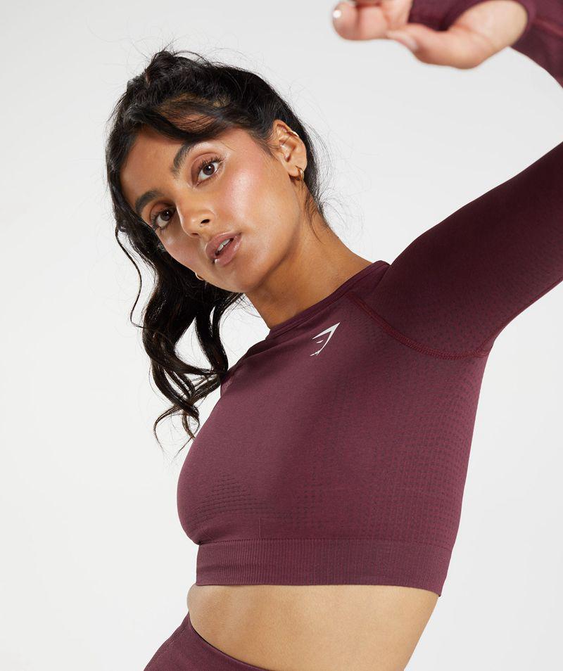 Gymshark Vital Seamless 2.0 Crop Felsők Női Bordó  Hungary |  QMYJD-7968