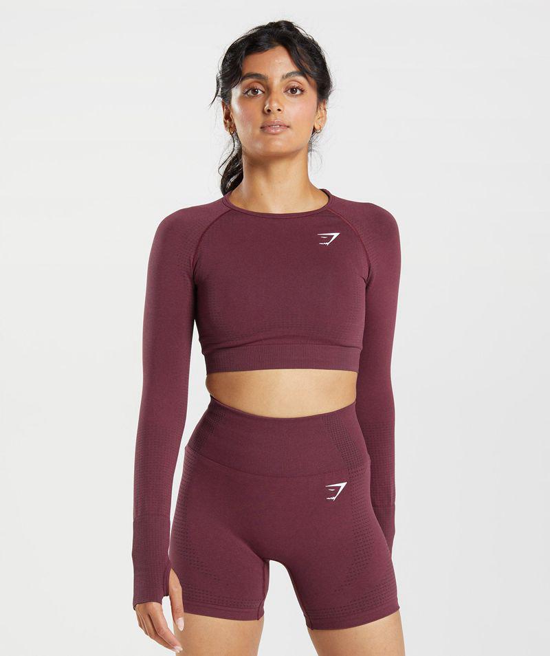 Gymshark Vital Seamless 2.0 Crop Felsők Női Bordó  Hungary |  QMYJD-7968