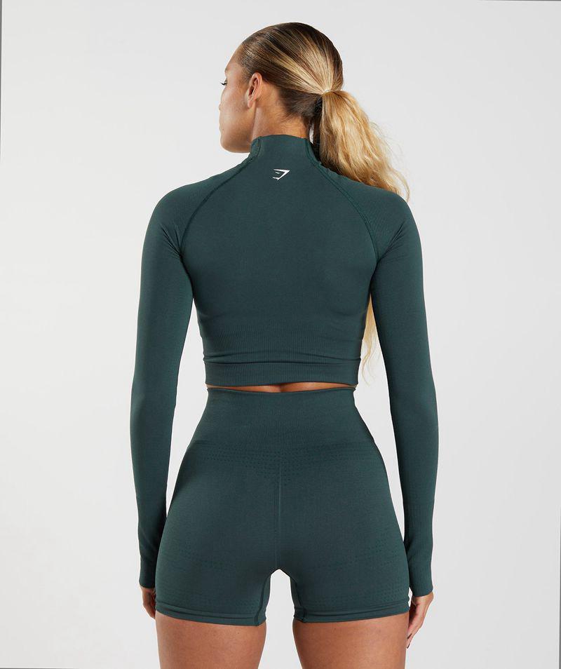 Gymshark Vital Seamless 2.0 High Neck Midi Felsők Női Zöld  Hungary |  DIUBX-6758