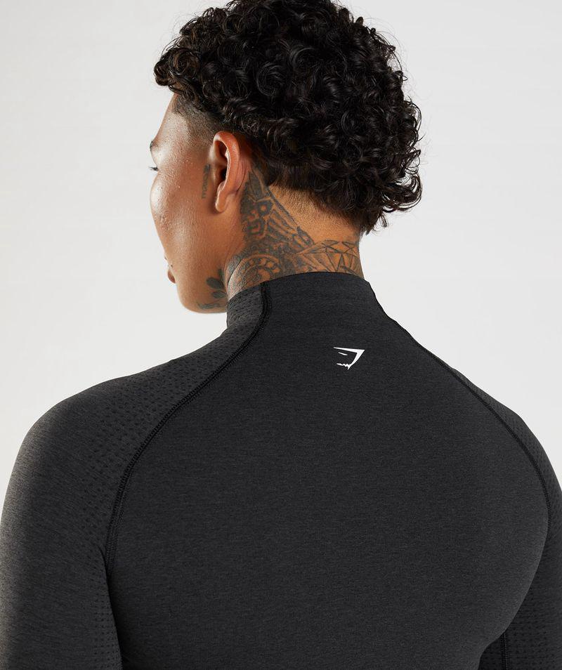 Gymshark Vital Seamless 2.0 High Neck Midi Felsők Női Fekete  Hungary |  HXTJD-4791