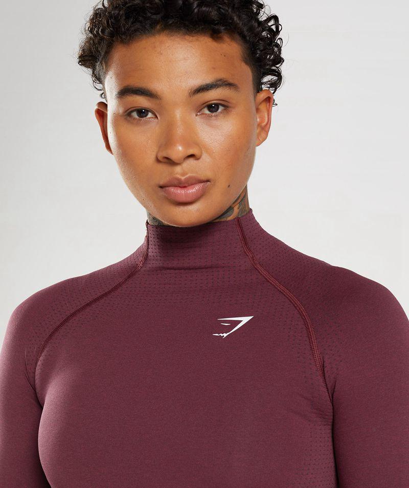 Gymshark Vital Seamless 2.0 High Neck Midi Felsők Női Bordó  Hungary |  VANSO-4372