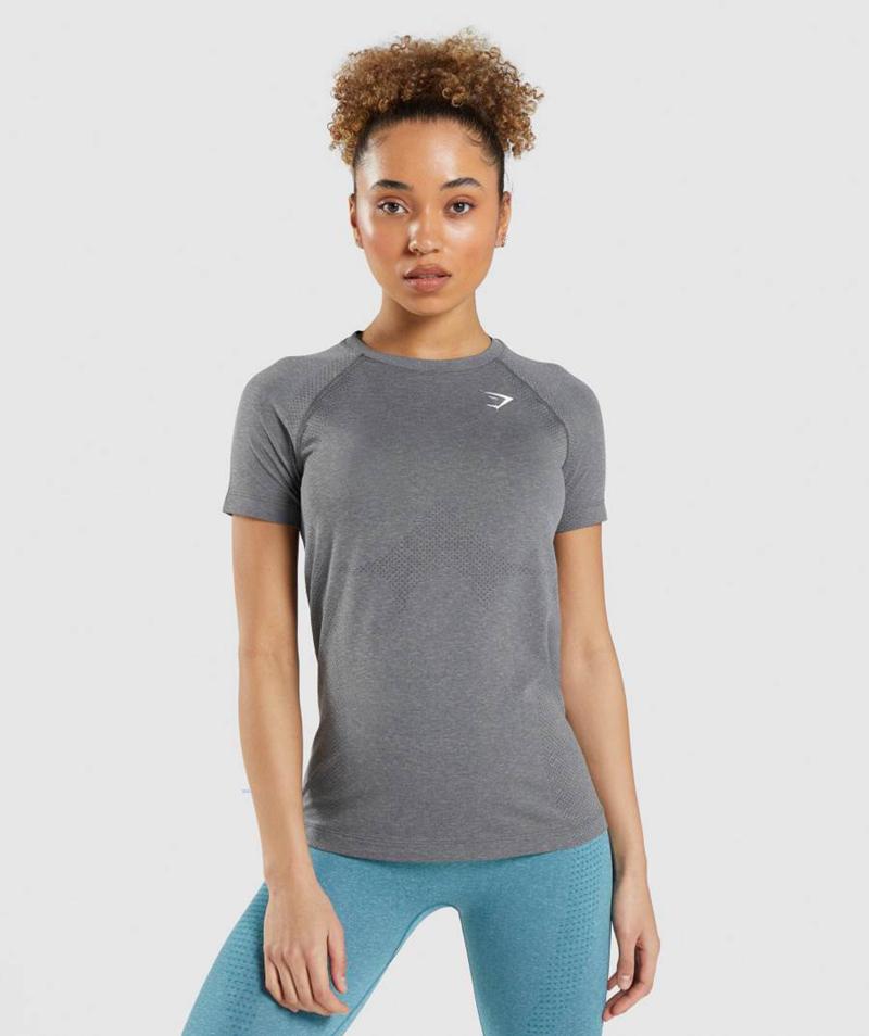 Gymshark Vital Seamless 2.0 Light T-Shirts Női Szürke  Hungary |  UVSWF-1069