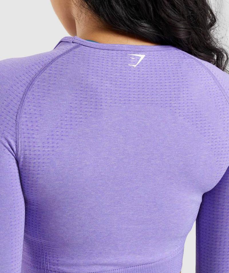 Gymshark Vital Seamless 2.0 Long Sleeve Vágott Felsők Női Világos Lila  Hungary |  FMHSX-0345