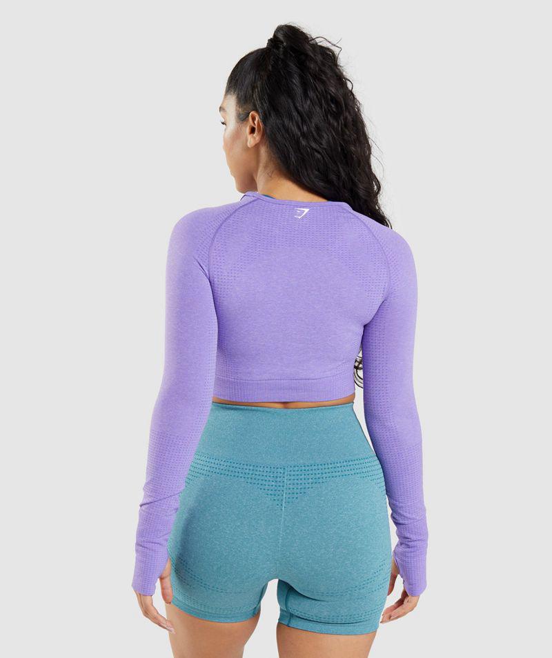 Gymshark Vital Seamless 2.0 Long Sleeve Crop Felsők Női Világos Lila  Hungary |  KROZY-8495