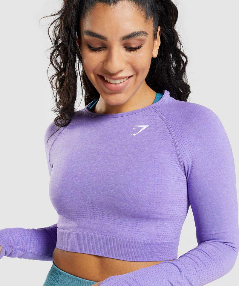 Gymshark Vital Seamless 2.0 Long Sleeve Crop Felsők Női Világos Lila  Hungary |  KROZY-8495