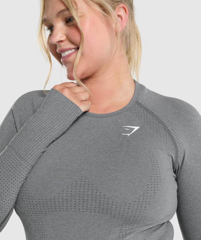 Gymshark Vital Seamless 2.0 Long Sleeve Top Pulóverek Női Szürke  Hungary |  RGVNJ-0913