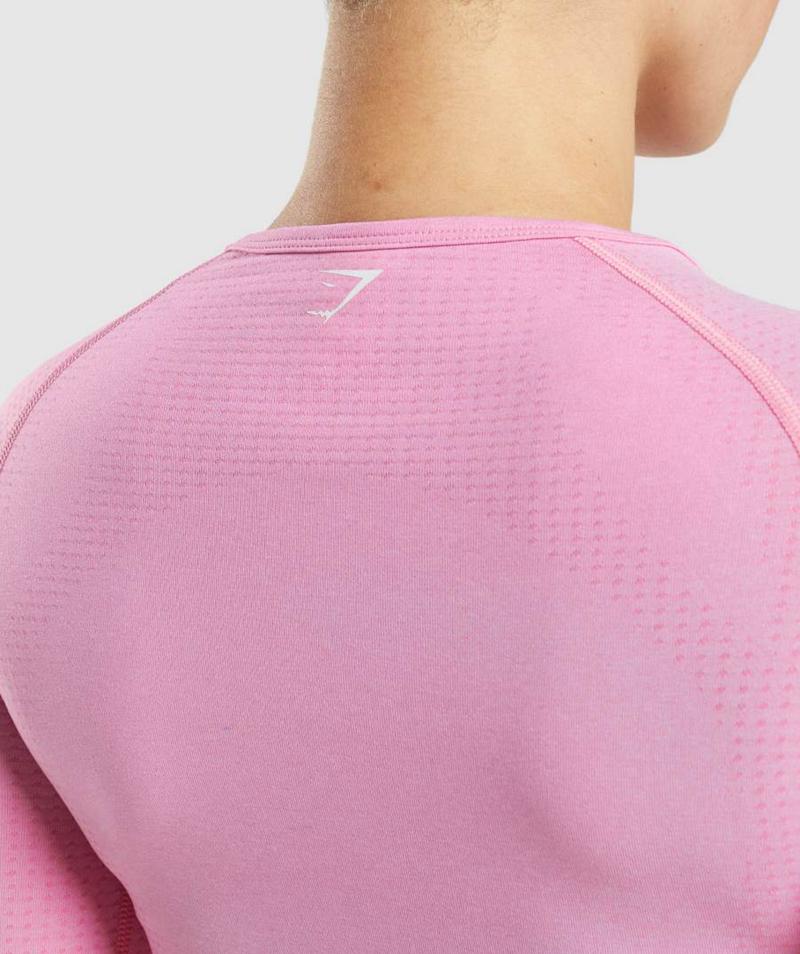 Gymshark Vital Seamless 2.0 Long Sleeve Top Pulóverek Női Rózsaszín  Hungary |  RZGKH-7859