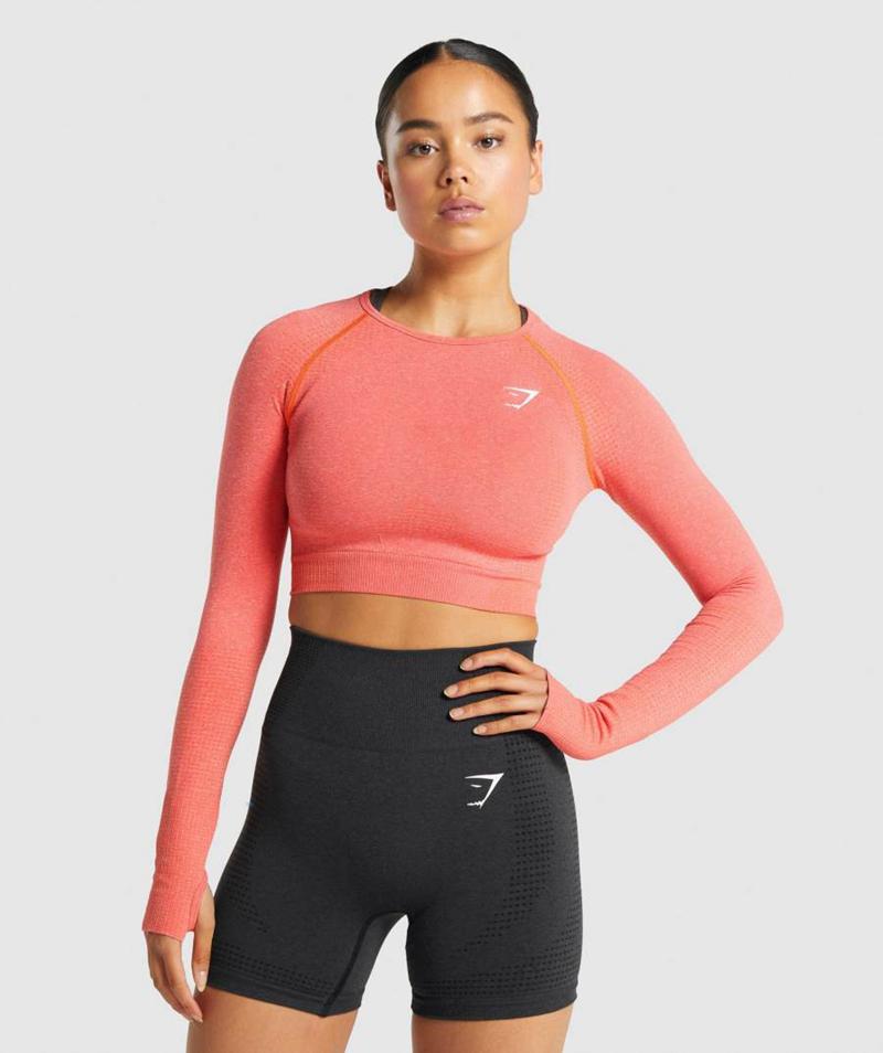 Gymshark Vital Seamless 2.0 Long Sleeve Vágott Felsők Női Narancssárga  Hungary |  UBGDE-7835