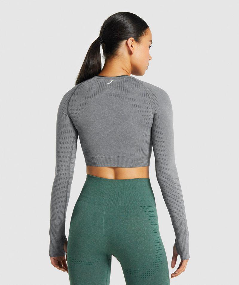 Gymshark Vital Seamless 2.0 Long Sleeve Crop Felsők Női Szürke  Hungary |  UHBYD-7431