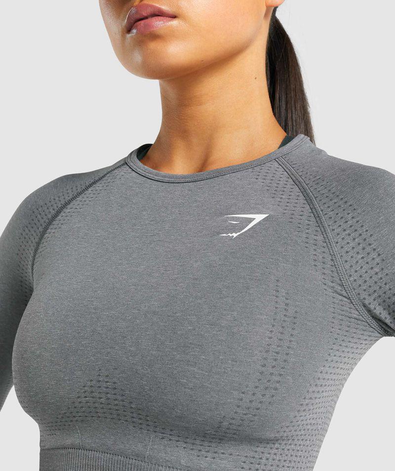 Gymshark Vital Seamless 2.0 Long Sleeve Crop Felsők Női Szürke  Hungary |  UHBYD-7431