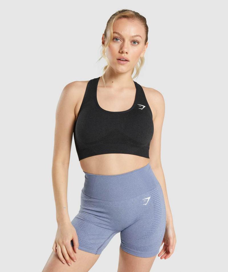 Gymshark Vital Seamless 2.0 Sportmelltartó Női Fekete  Hungary |  YJLUH-9513