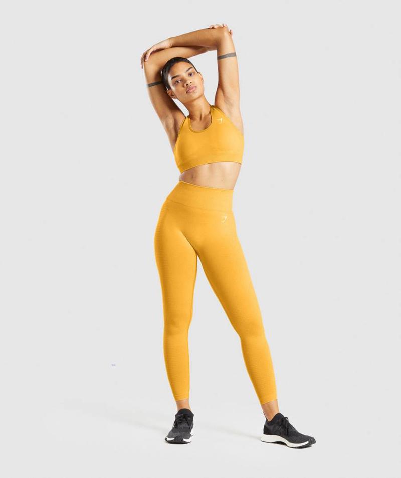 Gymshark Vital Seamless 2.0 Sportmelltartó Női Sárga  Hungary |  ZSUCJ-0145