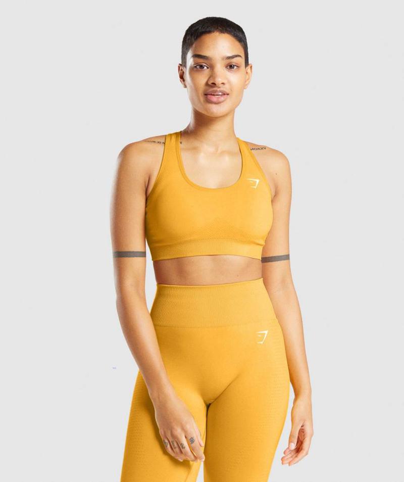 Gymshark Vital Seamless 2.0 Sportmelltartó Női Sárga  Hungary |  ZSUCJ-0145