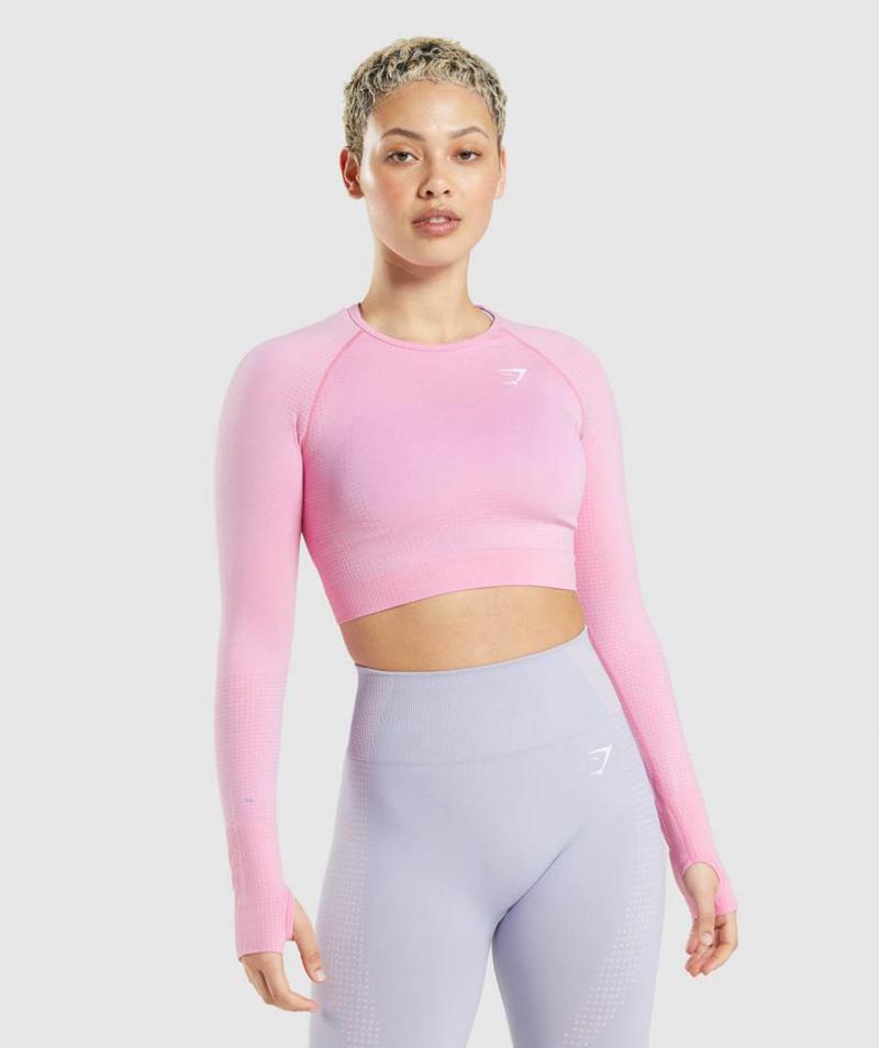 Gymshark Vital Seamless 2.0 Vágott Felsők Női Rózsaszín  Hungary |  SCURM-7648