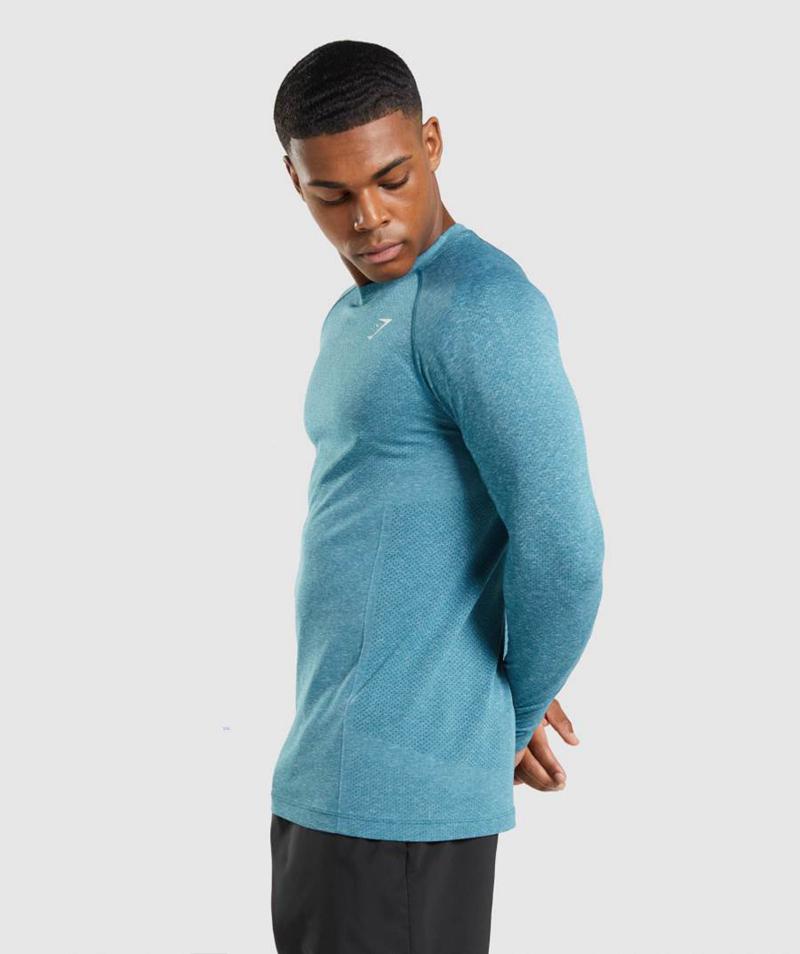 Gymshark Vital Seamless Light Long Sleeve Pulóverek Férfi Türkiz  Hungary |  EFTCK-7506