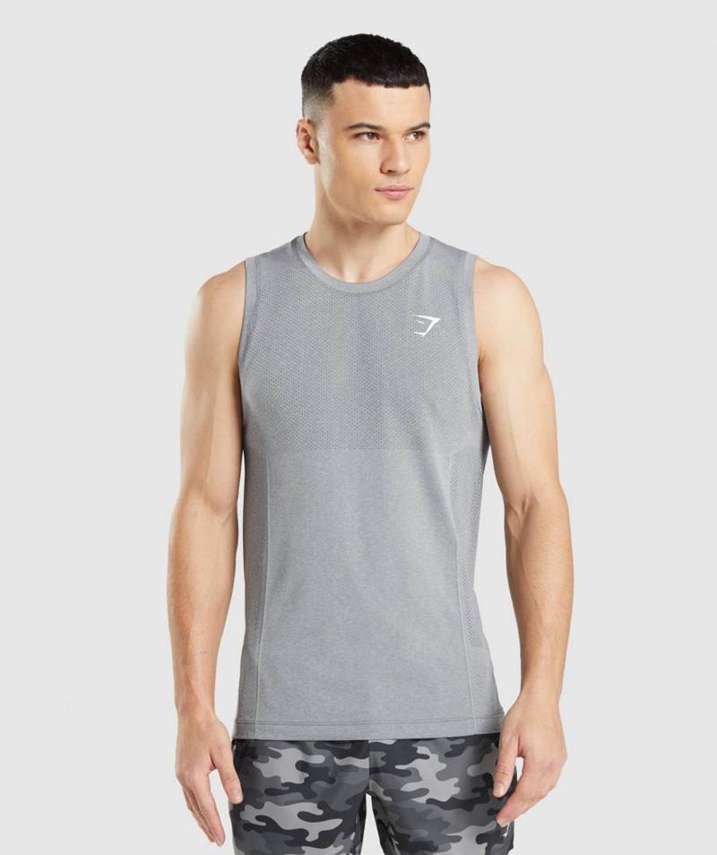 Gymshark Vital Seamless Light Ujjatlan Póló Férfi Szürke Szürke  Hungary |  FQWNJ-4216