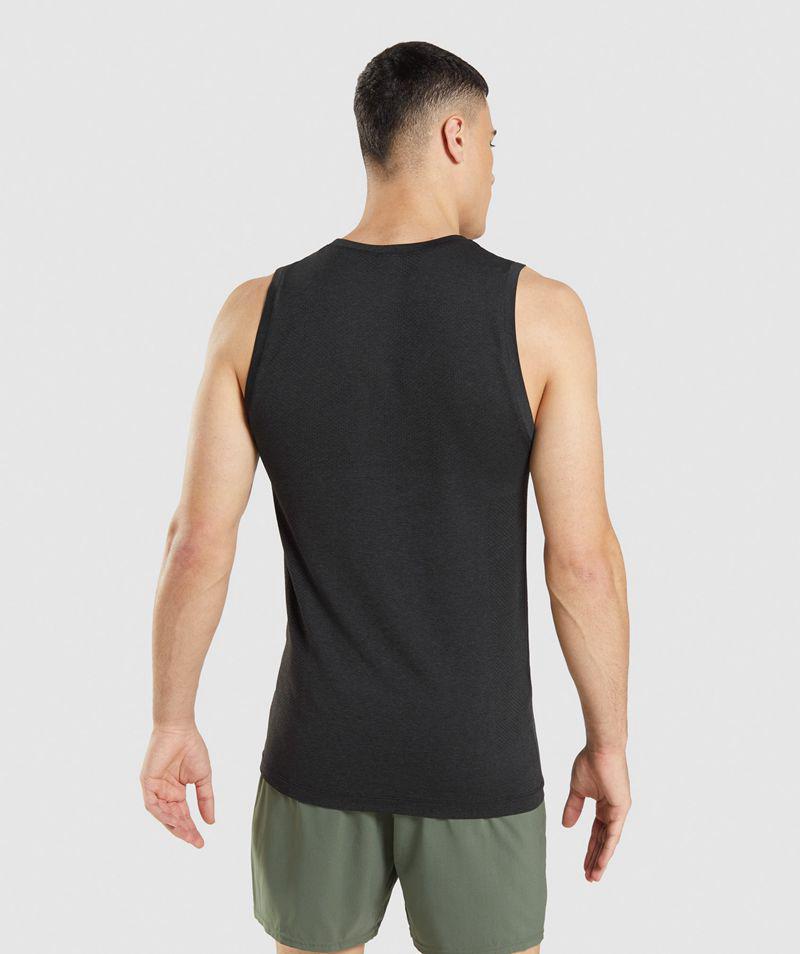 Gymshark Vital Seamless Light Ujjatlan Póló Férfi Fekete  Hungary |  QUTSF-4895