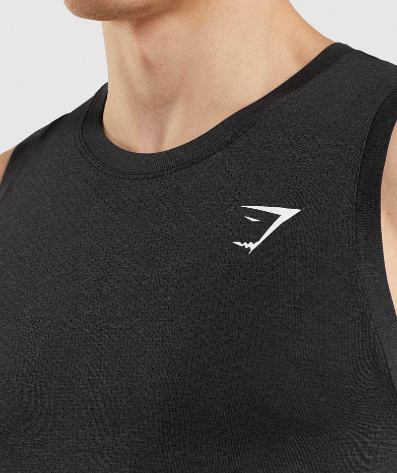 Gymshark Vital Seamless Light Ujjatlan Póló Férfi Fekete  Hungary |  QUTSF-4895