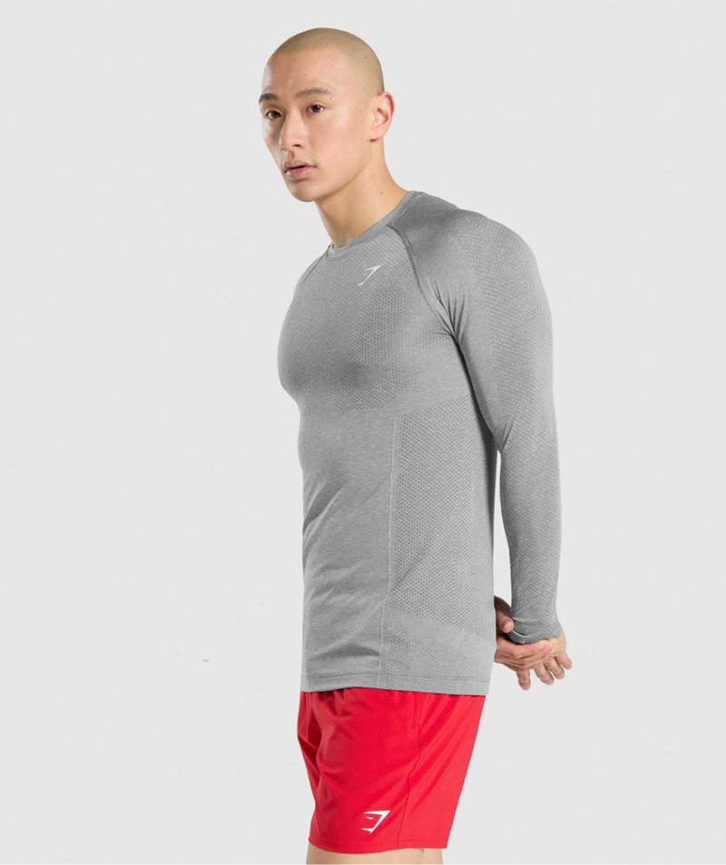 Gymshark Vital Seamless Long Sleeve Pulóverek Férfi Szürke  Hungary |  BOESA-2987