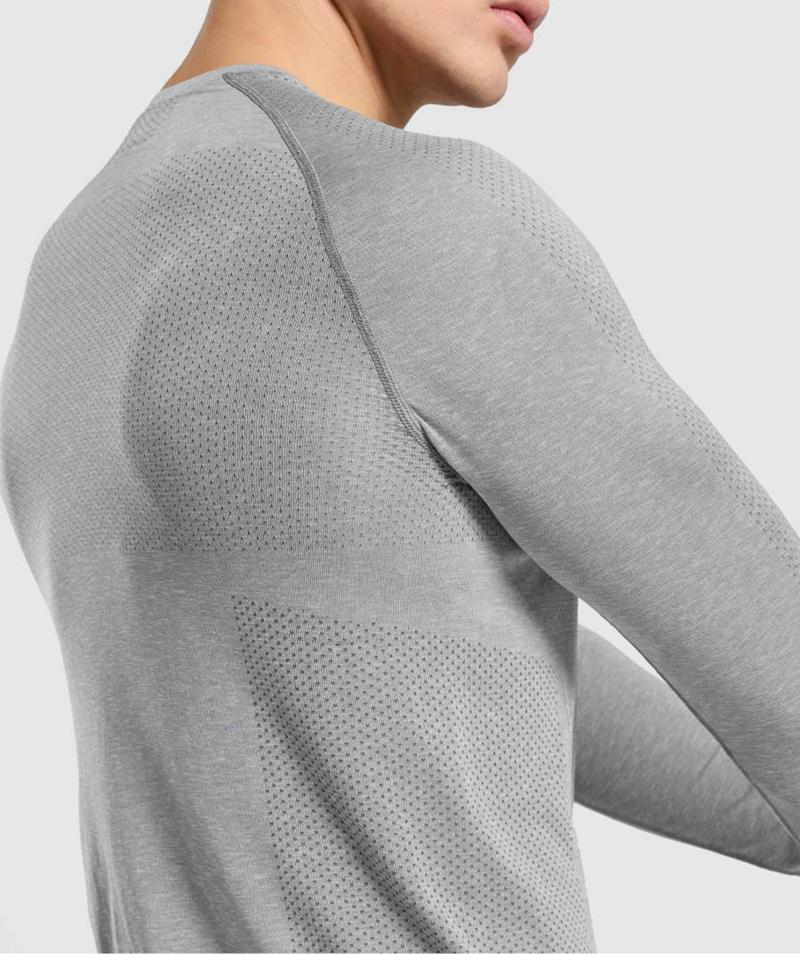 Gymshark Vital Seamless Long Sleeve Pulóverek Férfi Szürke  Hungary |  BOESA-2987