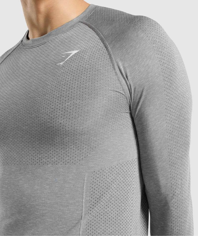 Gymshark Vital Seamless Long Sleeve Pulóverek Férfi Szürke  Hungary |  BOESA-2987