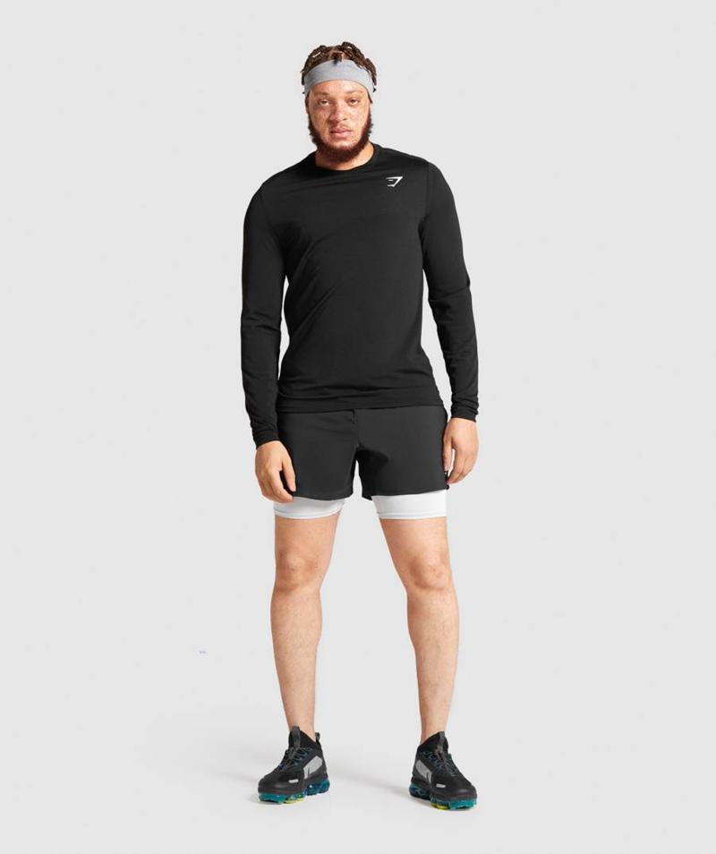 Gymshark Vital Seamless Long Sleeve Pulóverek Férfi Fekete  Hungary |  UTPHE-7294