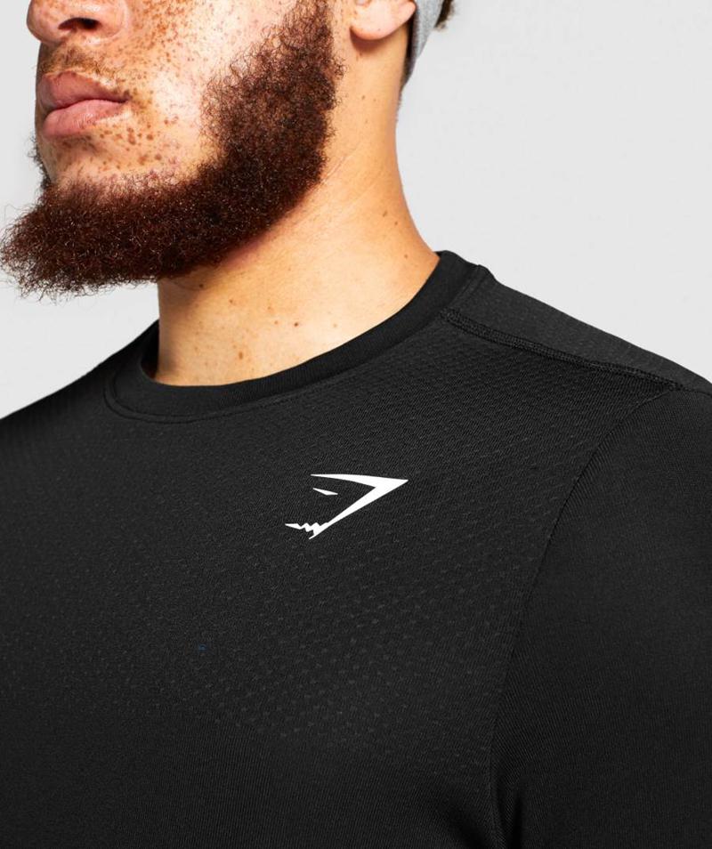 Gymshark Vital Seamless Long Sleeve Pulóverek Férfi Fekete  Hungary |  UTPHE-7294