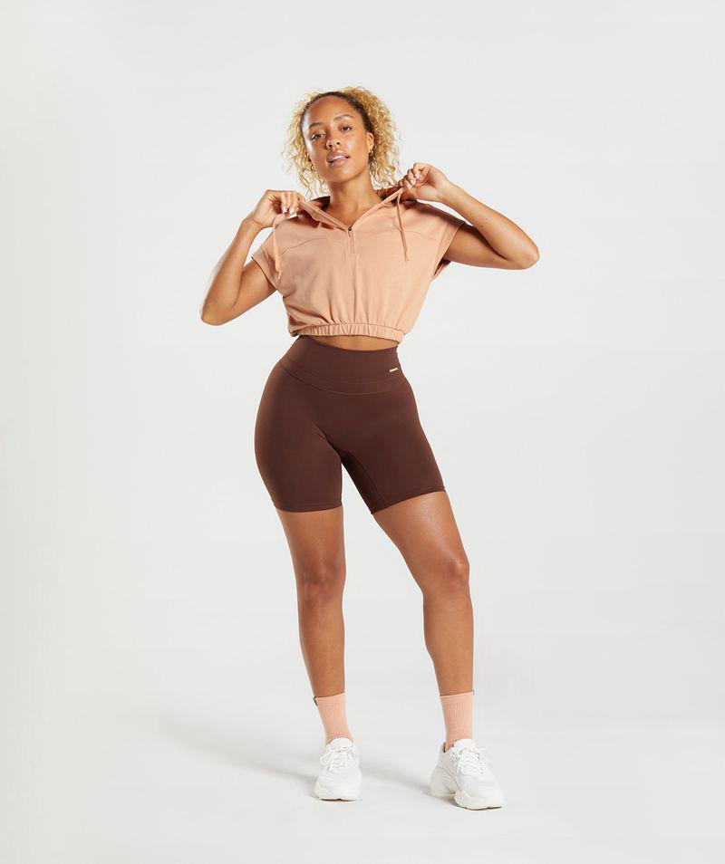 Gymshark Whitney Cropped Ujjatlan Kapucnis Pulóver Női Bézs  Hungary |  QGIKJ-1082