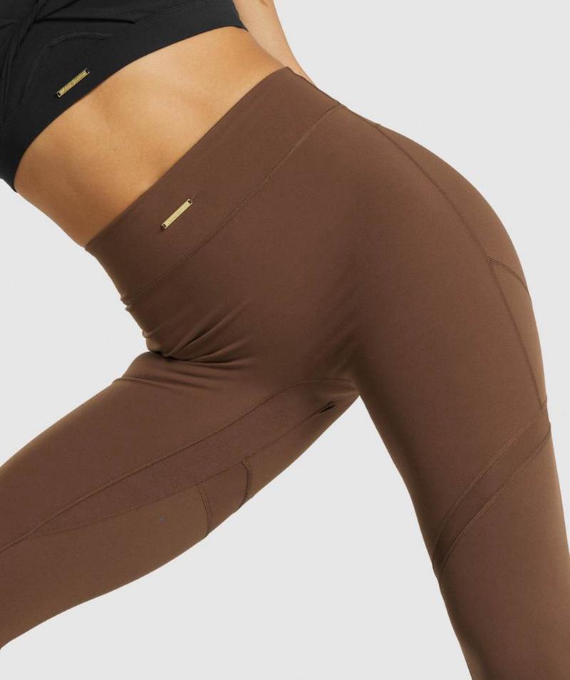 Gymshark Whitney Mesh Leggings Női Barna  Hungary |  MKGSE-8045