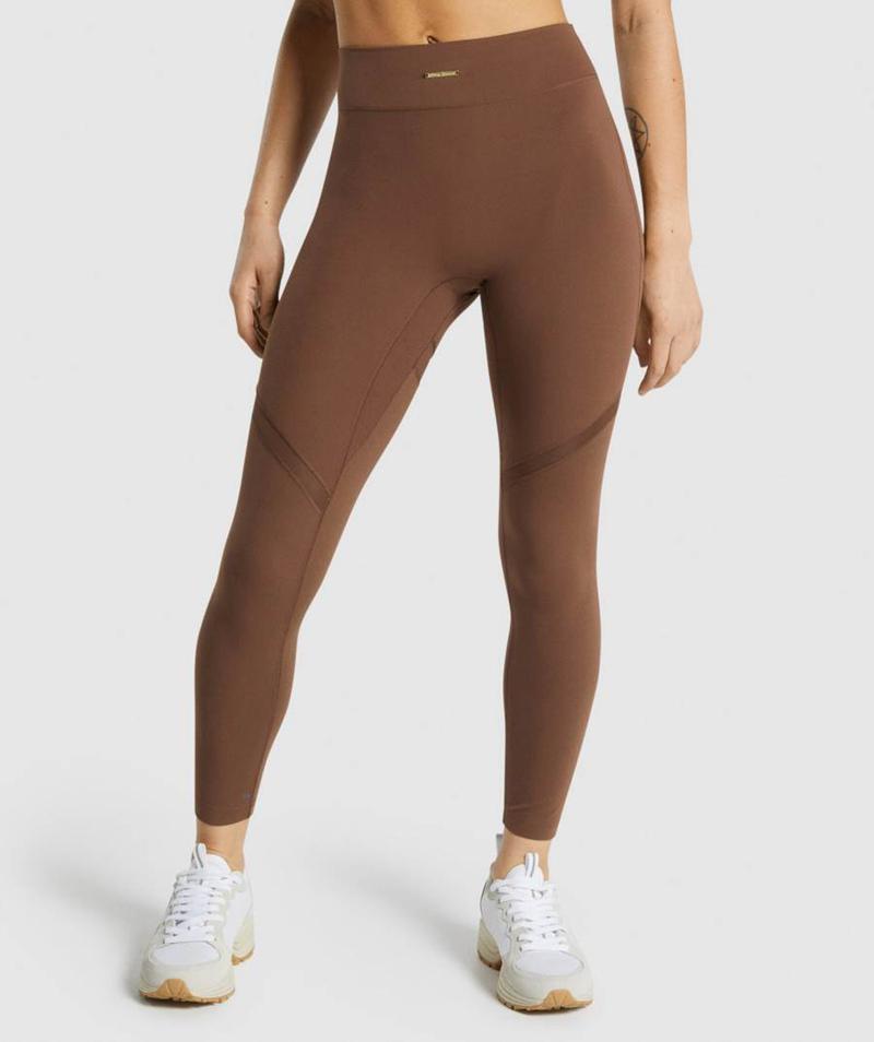 Gymshark Whitney Mesh Leggings Női Barna  Hungary |  MKGSE-8045