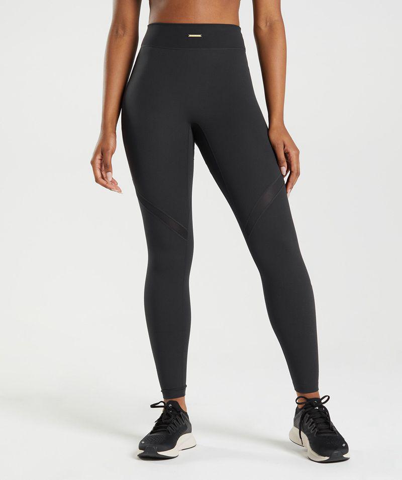 Gymshark Whitney Mesh Leggings Női Fekete  Hungary |  XQUPL-1478