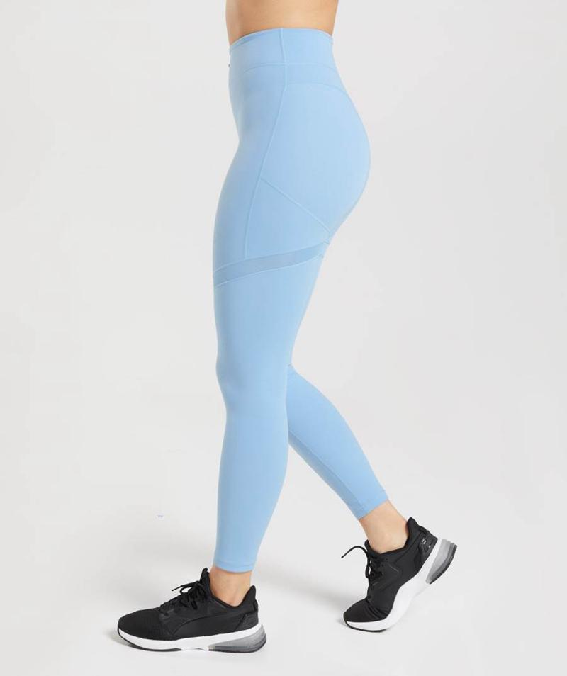 Gymshark Whitney Mesh Leggings Női Kék  Hungary |  ETRYV-3918