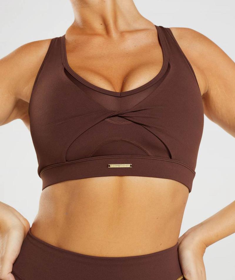 Gymshark Whitney Mesh Sportmelltartó Női Barna  Hungary |  NLRGS-2065