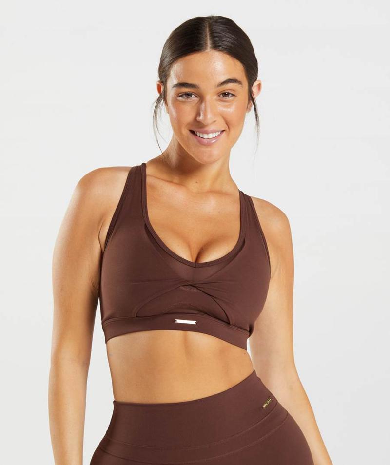 Gymshark Whitney Mesh Sportmelltartó Női Barna  Hungary |  NLRGS-2065