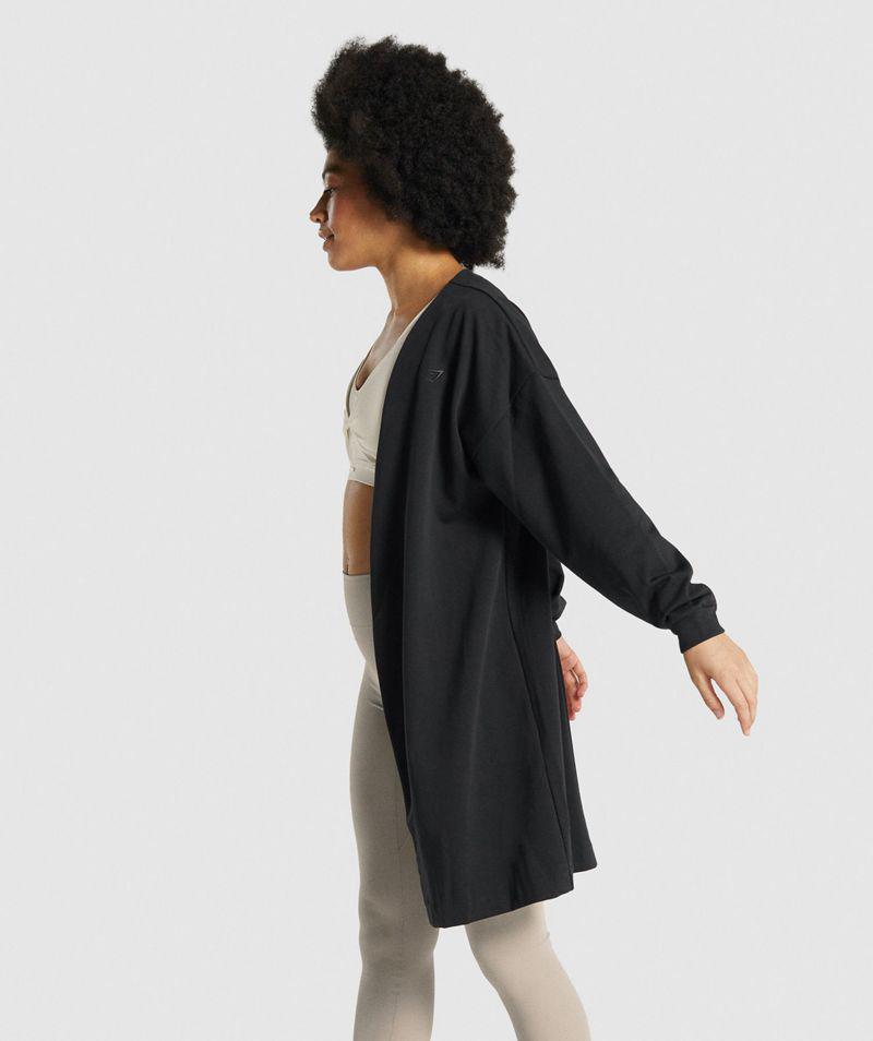 Gymshark Whitney Oversized Robe Felsők Női Fekete  Hungary |  YOATF-1496