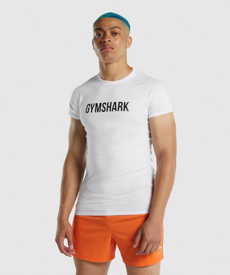 Gymshark Apollo T-Shirts Férfi Fehér Hungary | YBMQP-2673