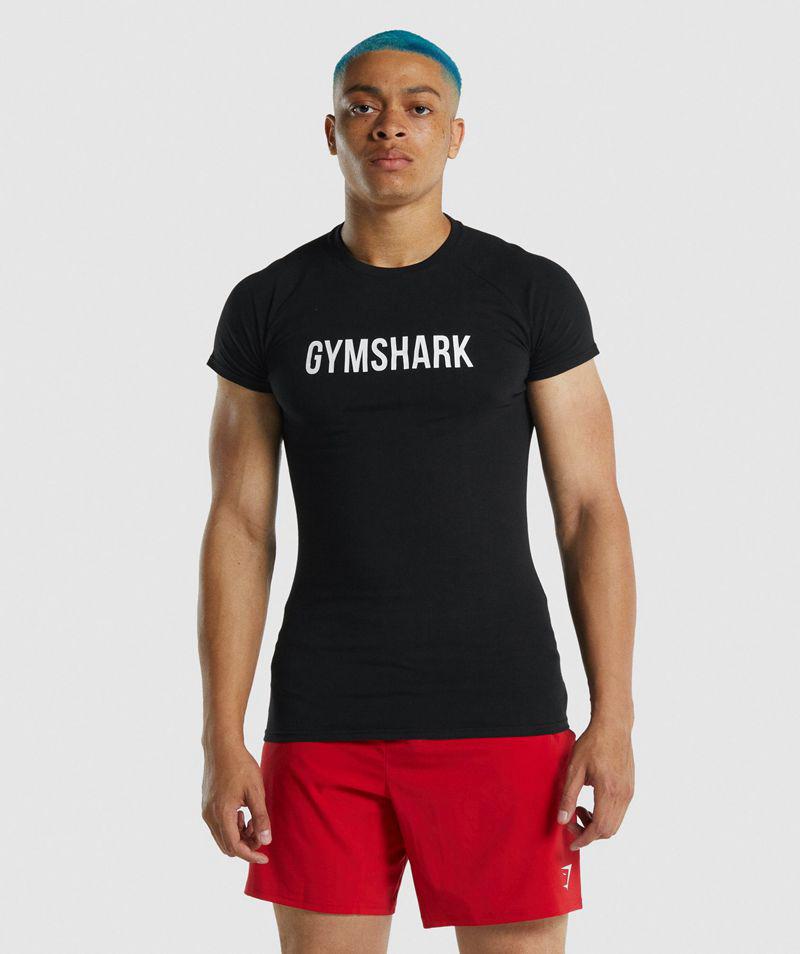 Gymshark Apollo T-Shirts Férfi Fekete Hungary | IKXQT-1705