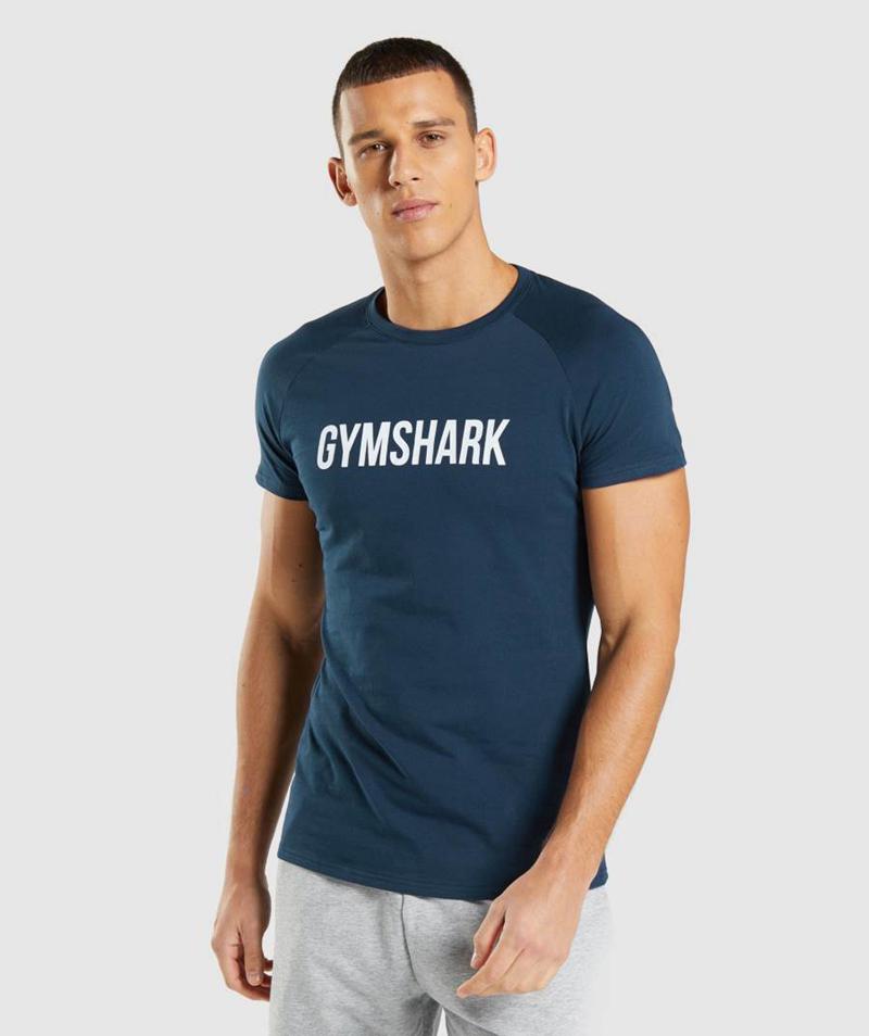 Gymshark Apollo T-Shirts Férfi Sötétkék Hungary | SBKRW-4708