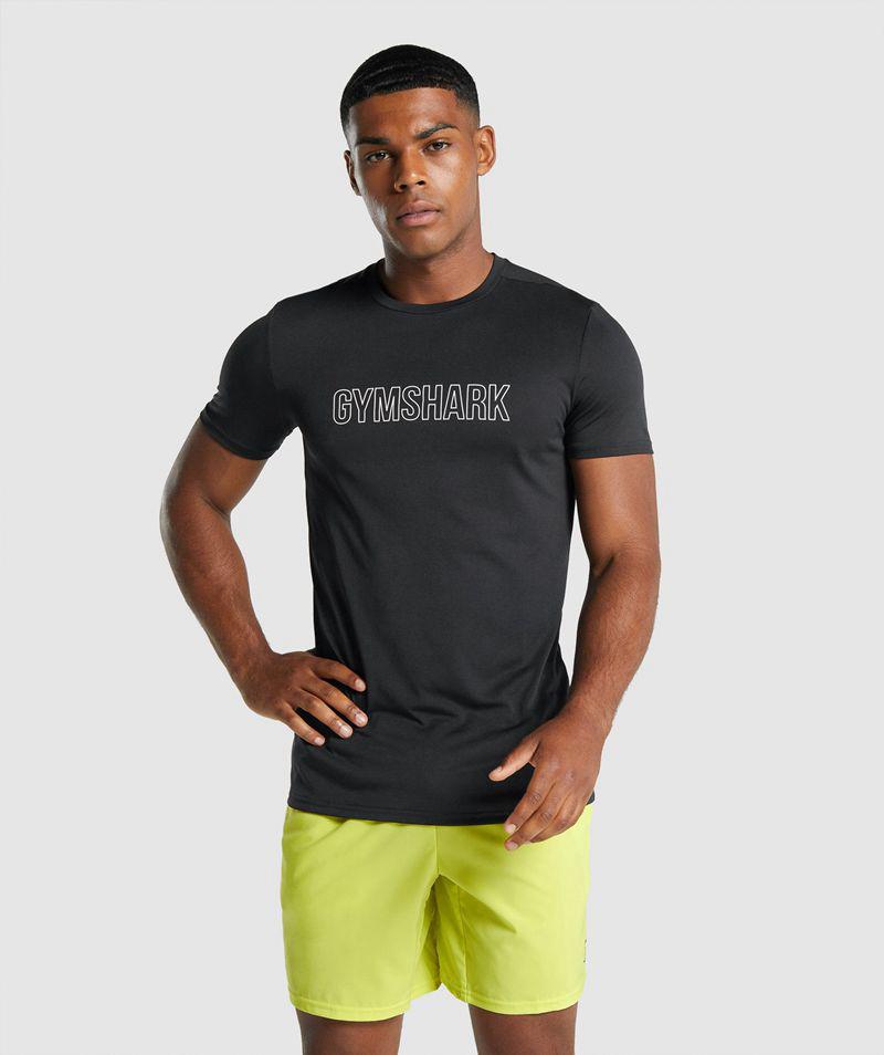 Gymshark Arrival Grafika T-Shirts Férfi Fekete Hungary | HBQSF-4203