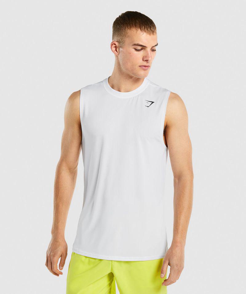 Gymshark Arrival Ujjatlan T-Shirts Férfi Fehér Hungary | XTUIV-9154