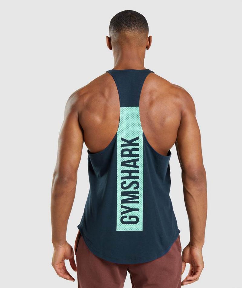 Gymshark Bold Stringer Ujjatlan Póló Férfi Sötétkék Hungary | QTNRW-0746